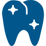 Abstract blue logo with two stylized human figures facing each other.